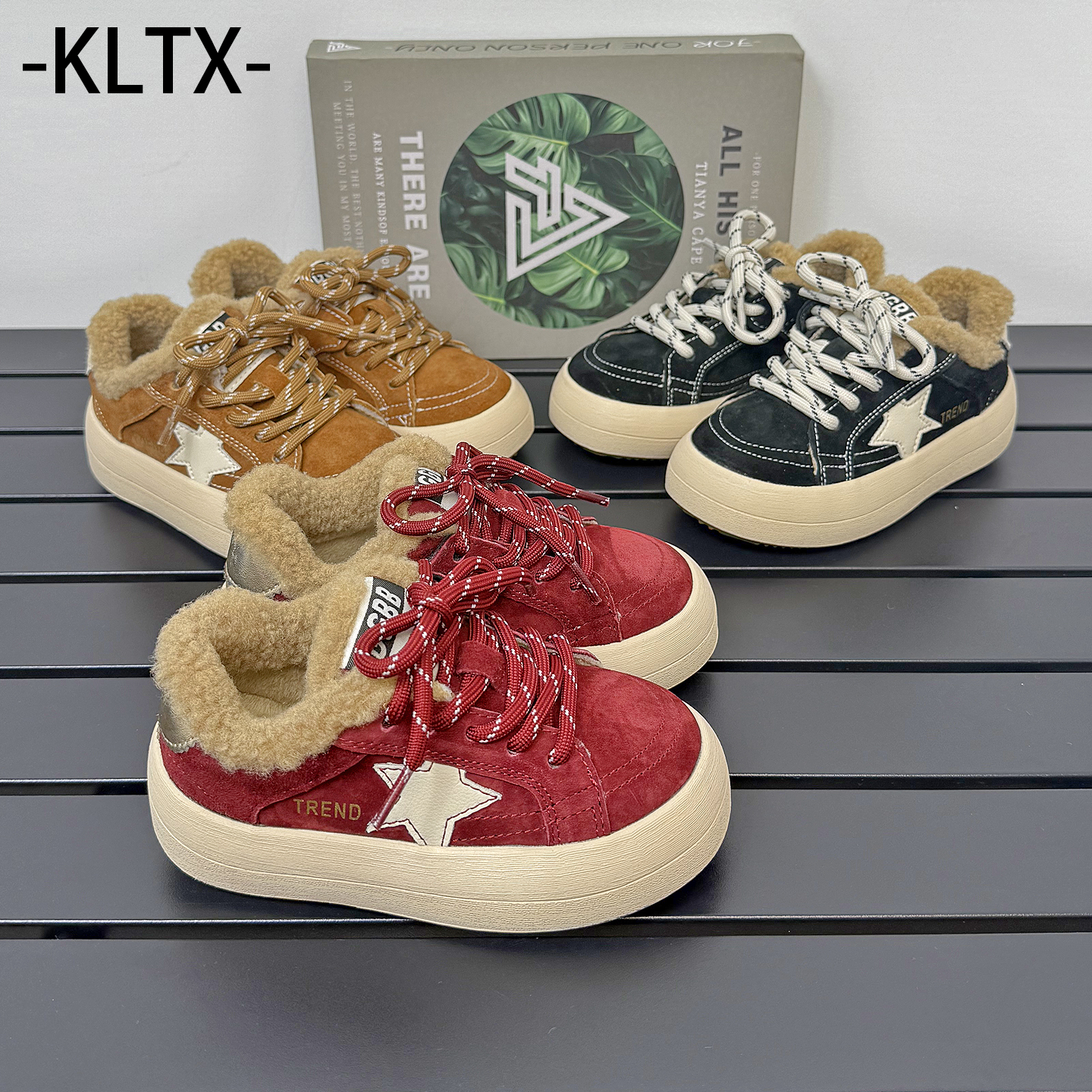 儿童真皮真羊羔绒星星棉鞋2025秋冬潮款女童时尚百搭休闲鞋男童鞋