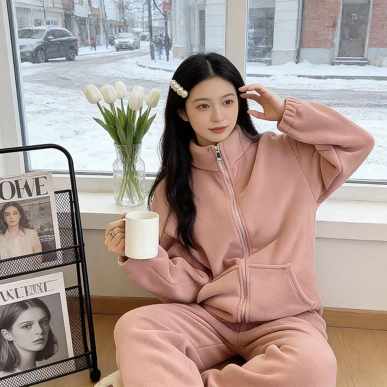 <<升级版海豚绒>>男女同款情侣款拉链款立领款加厚睡衣家居服