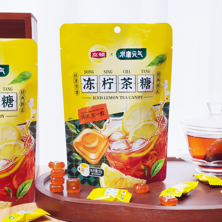 立顿联名清爽经典港式风格冻柠茶口味硬糖儿童适用的休闲美味零食