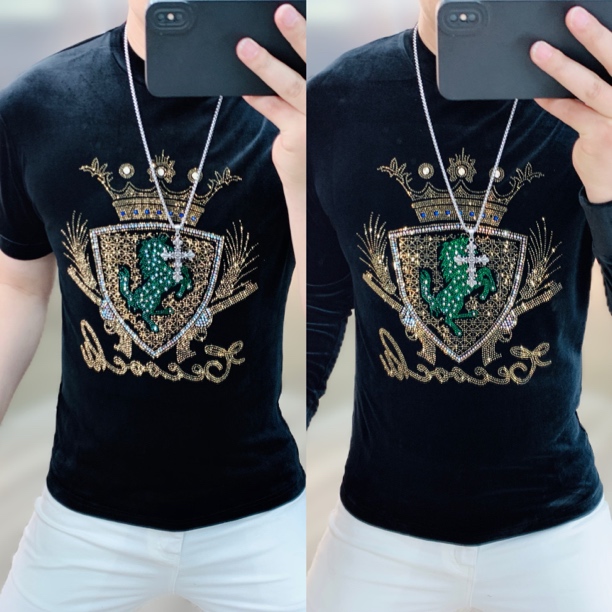 阿凯严选欧洲站2025年秋季新款男士爆款欧货个性圆领丝绒打底卫衣