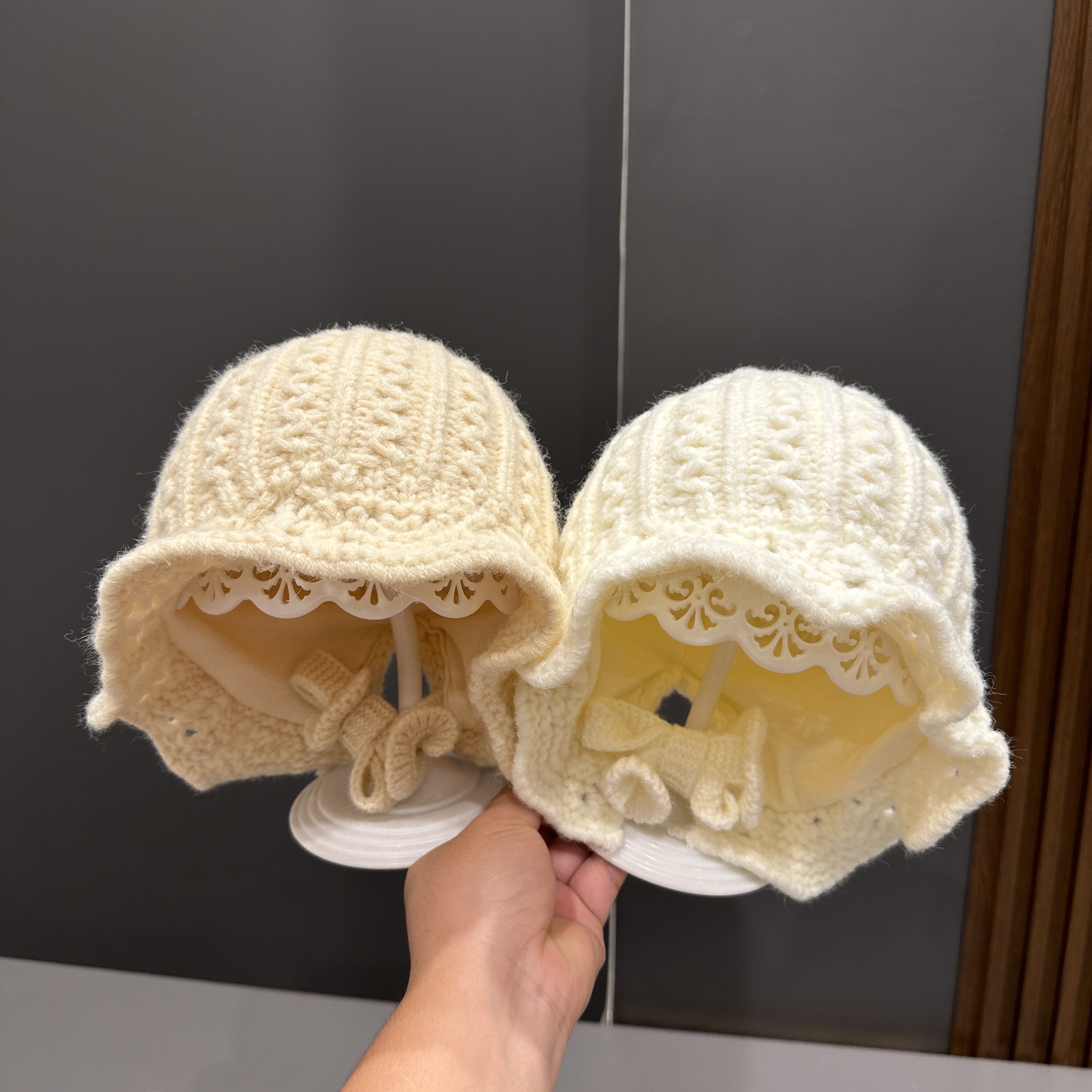 宝宝帽子秋冬款男女婴儿护耳帽加厚保暖冬季花朵婴幼儿毛线帽女宝