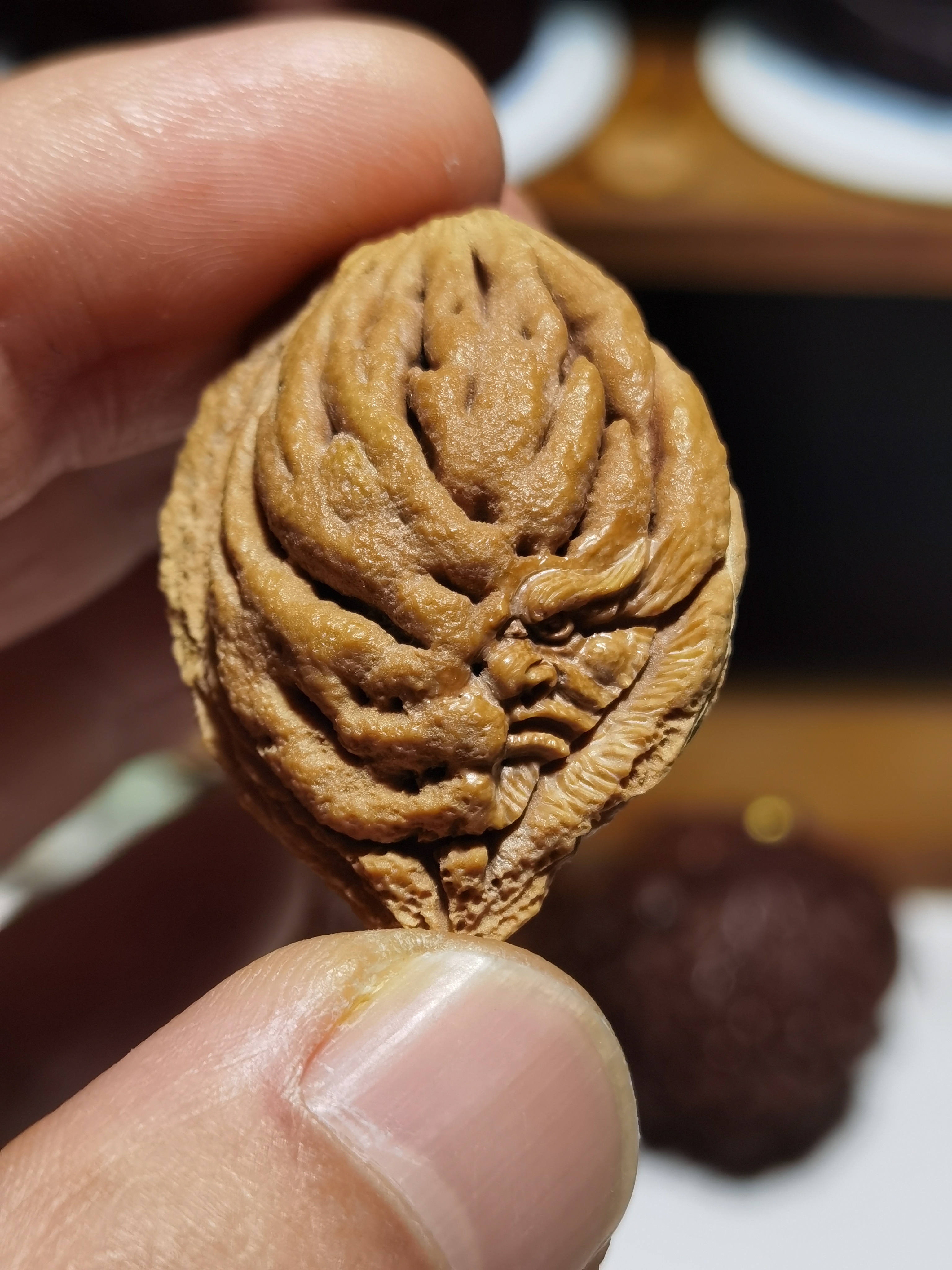 手工雕刻桃核钟馗一物一图特色饰品