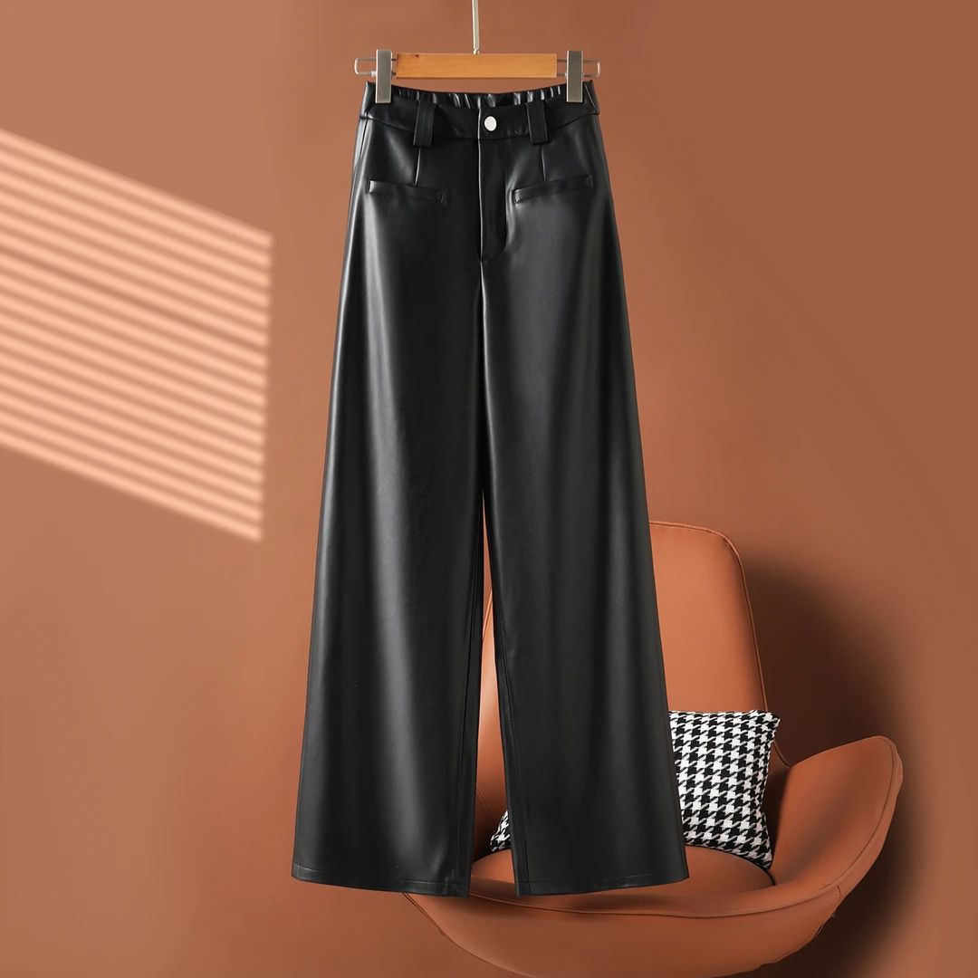 海宁真皮皮裤女时尚绵羊皮直筒裤2025年秋冬新款绵羊皮显瘦裤子