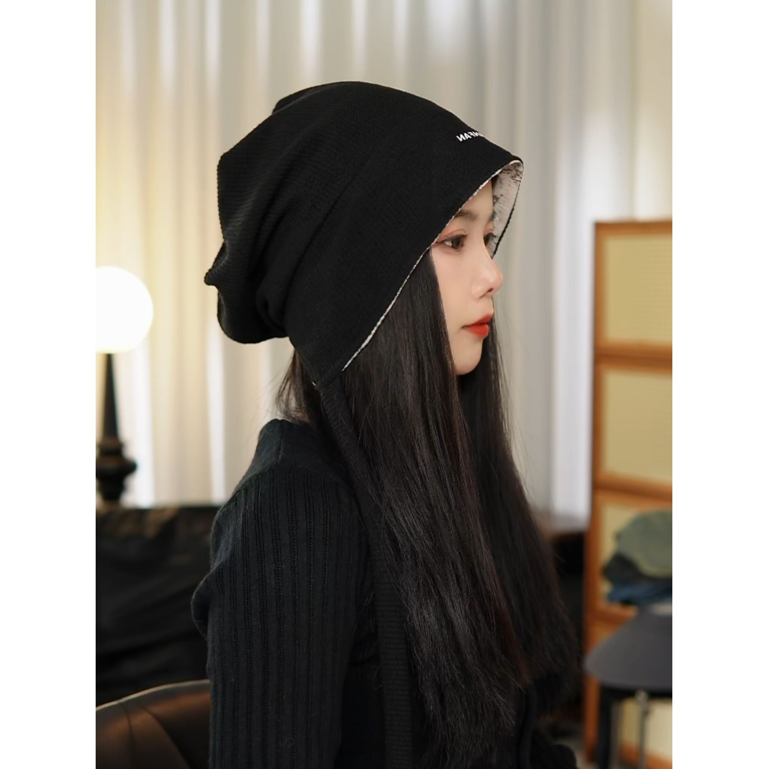 堆堆帽女款双面韩系冷帽秋冬大头围2025新款宽松显脸小百搭包头帽