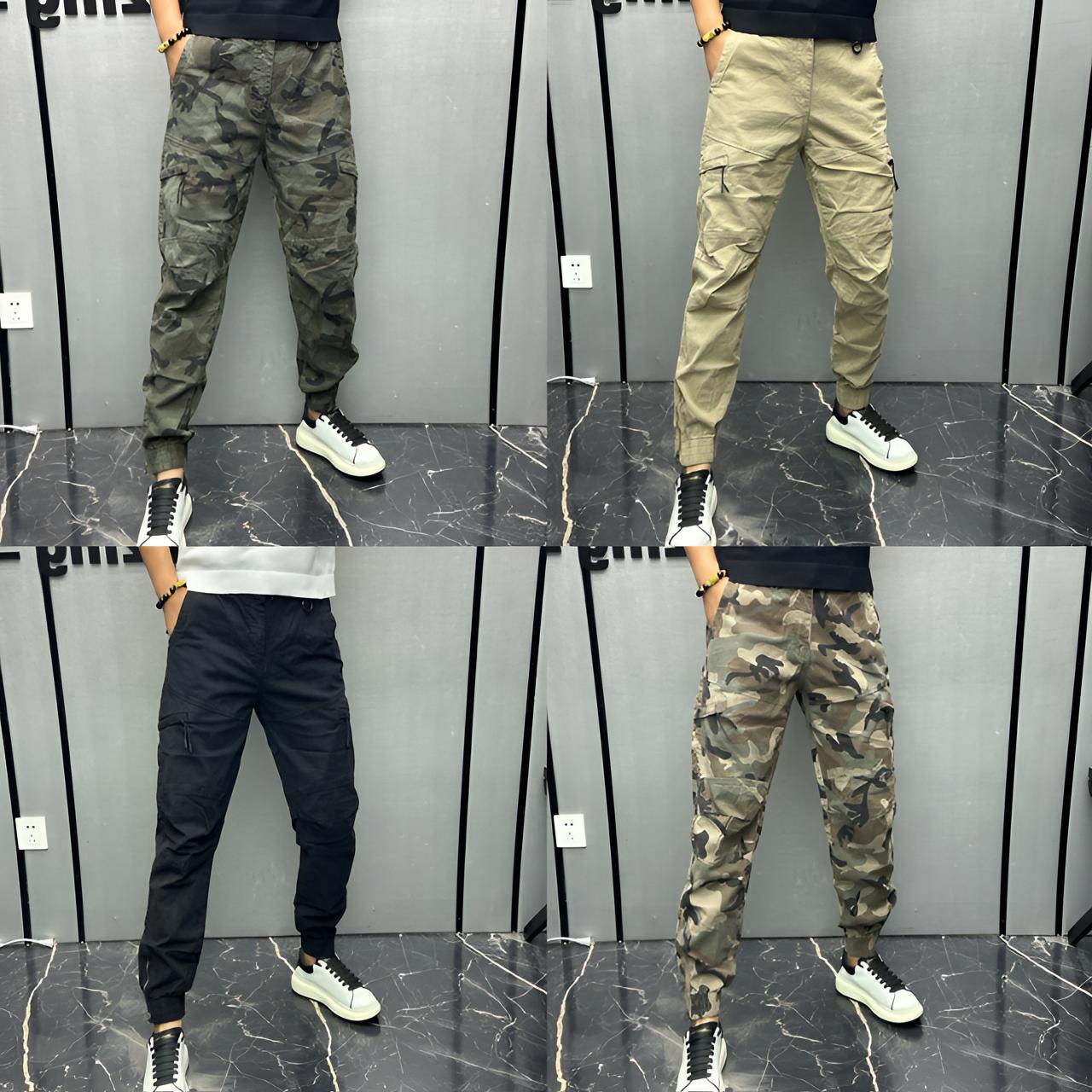 轻奢时尚迷彩男士工装休闲裤痞帅束脚百搭秋冬季松紧腰拉链美式潮