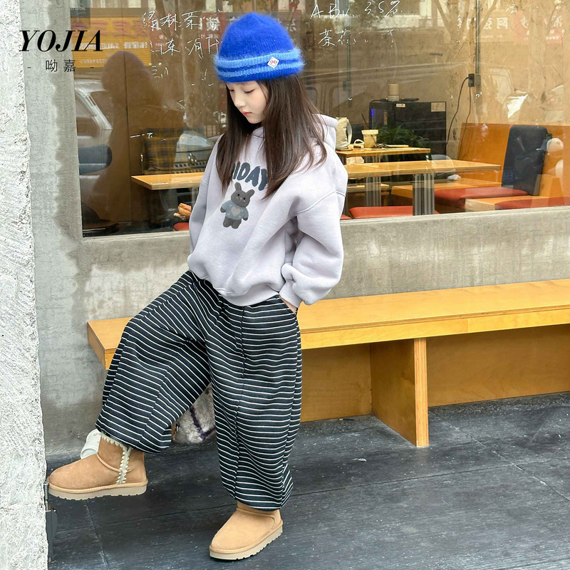 YOJIA女童卡通卫衣冬季2025新款洋气小女孩加绒加厚上衣儿童冬装