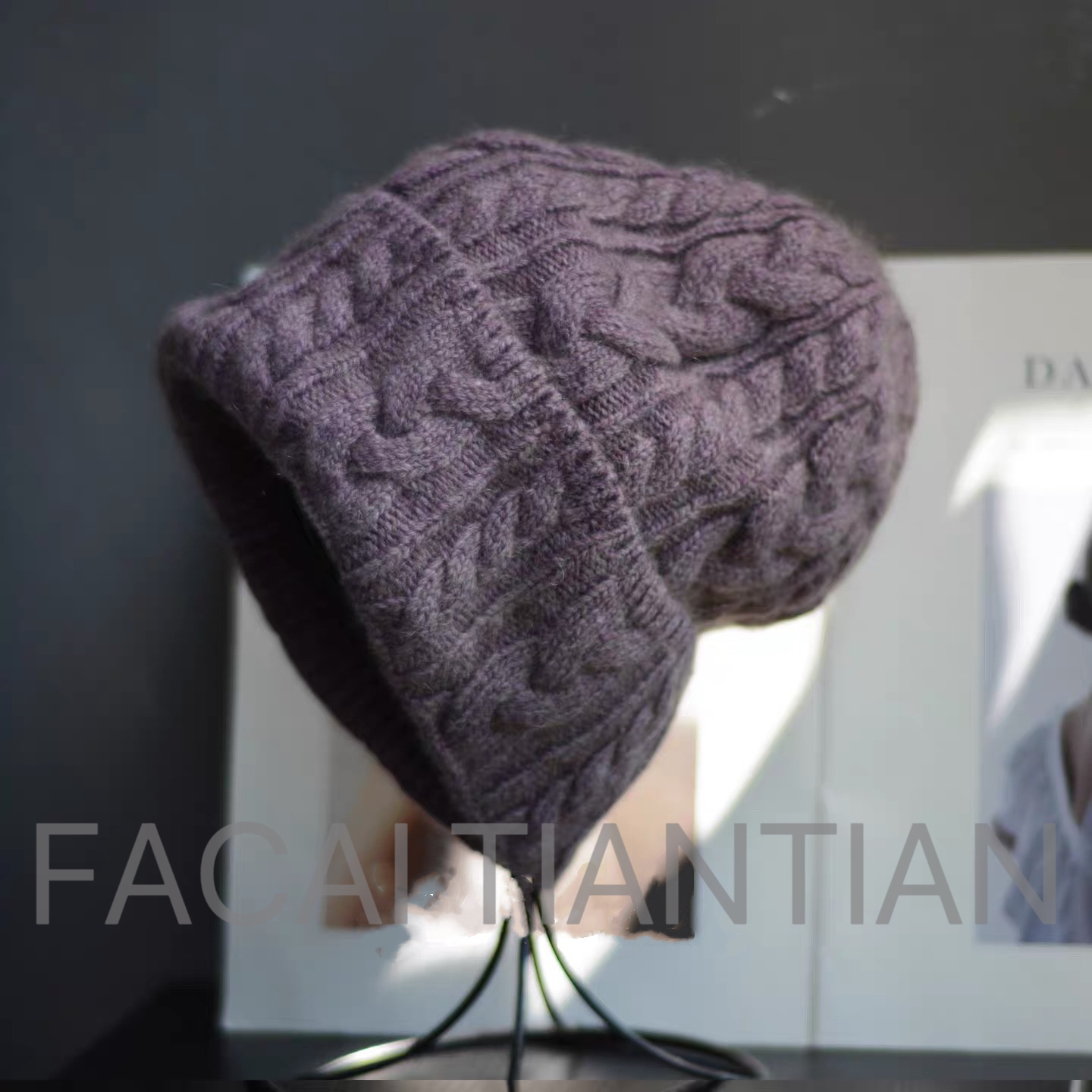 25年耗牛绒!秋冬新款混纺针织绞花毛线帽复古麻花保暖护耳女冷帽