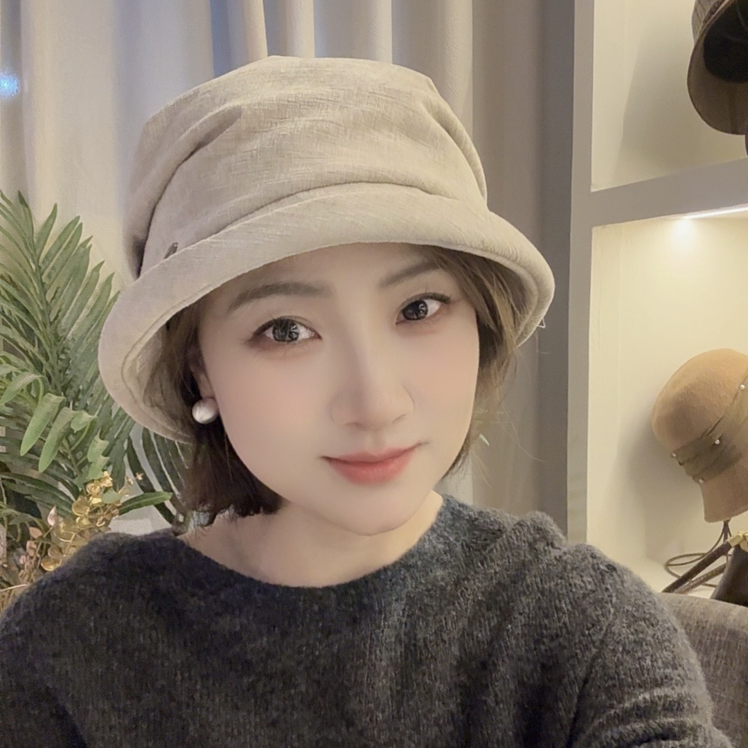 日单肌理感精工褶皱盆帽女士秋冬季时尚休闲渔夫帽文艺堆堆盆帽
