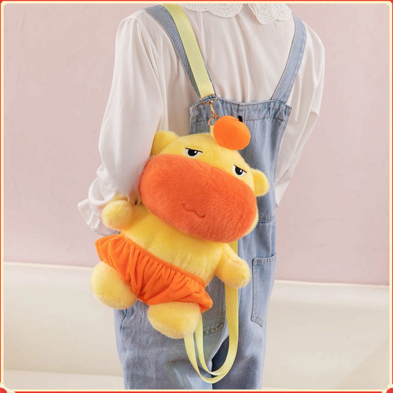 水豚噜噜玩偶双肩包表情DDQE毛绒玩具背包儿童公仔七夕情人【湖湖】