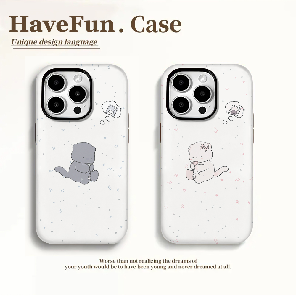 雅天立爱心猫咪情侣适用iPhone16菲林壳15promax软13华为vivo小米