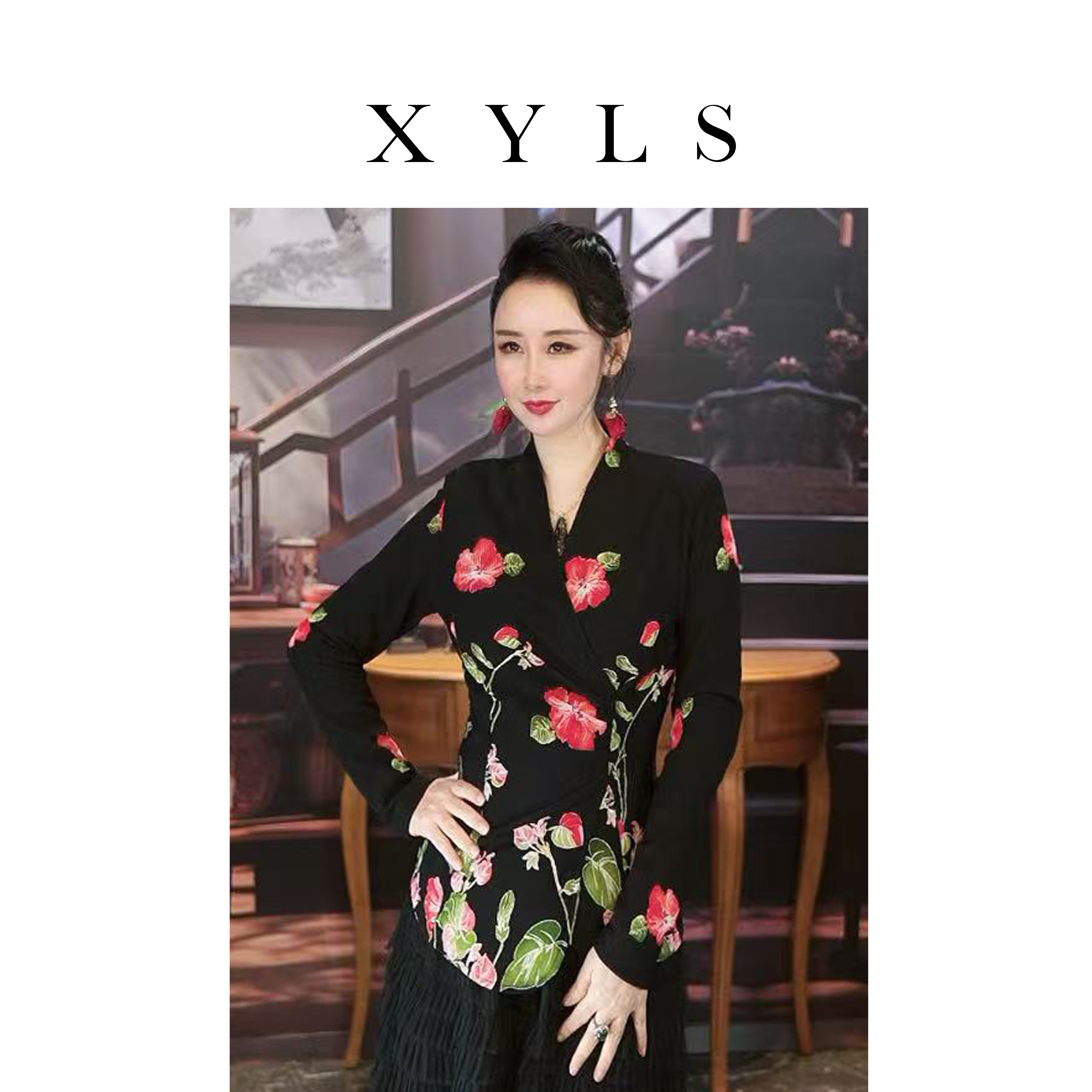 上衣加绒弹力网纱T恤秋冬T006503