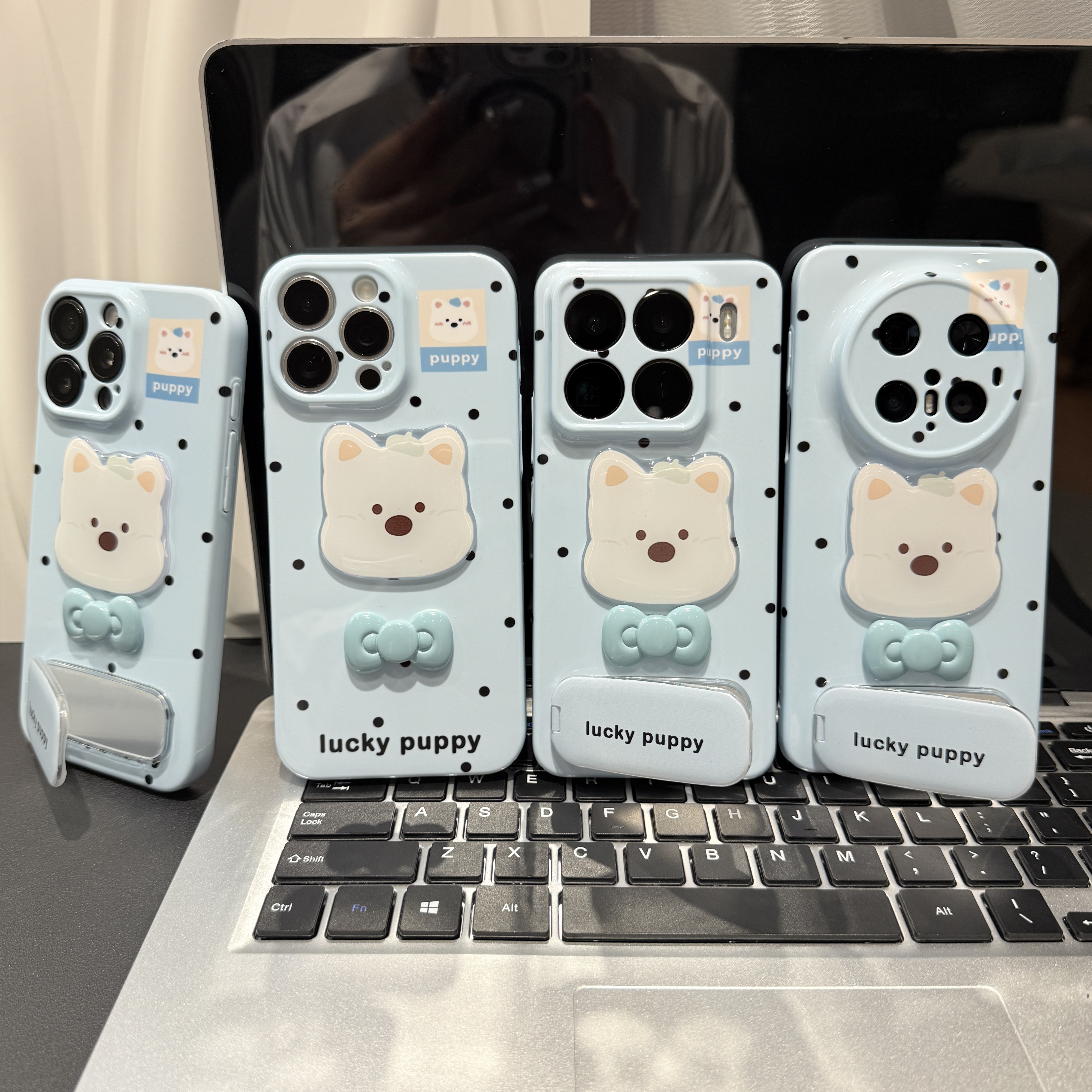 波点西高地支架适用苹果/华为/荣耀/OPPO/VIVO/小米手机壳防摔