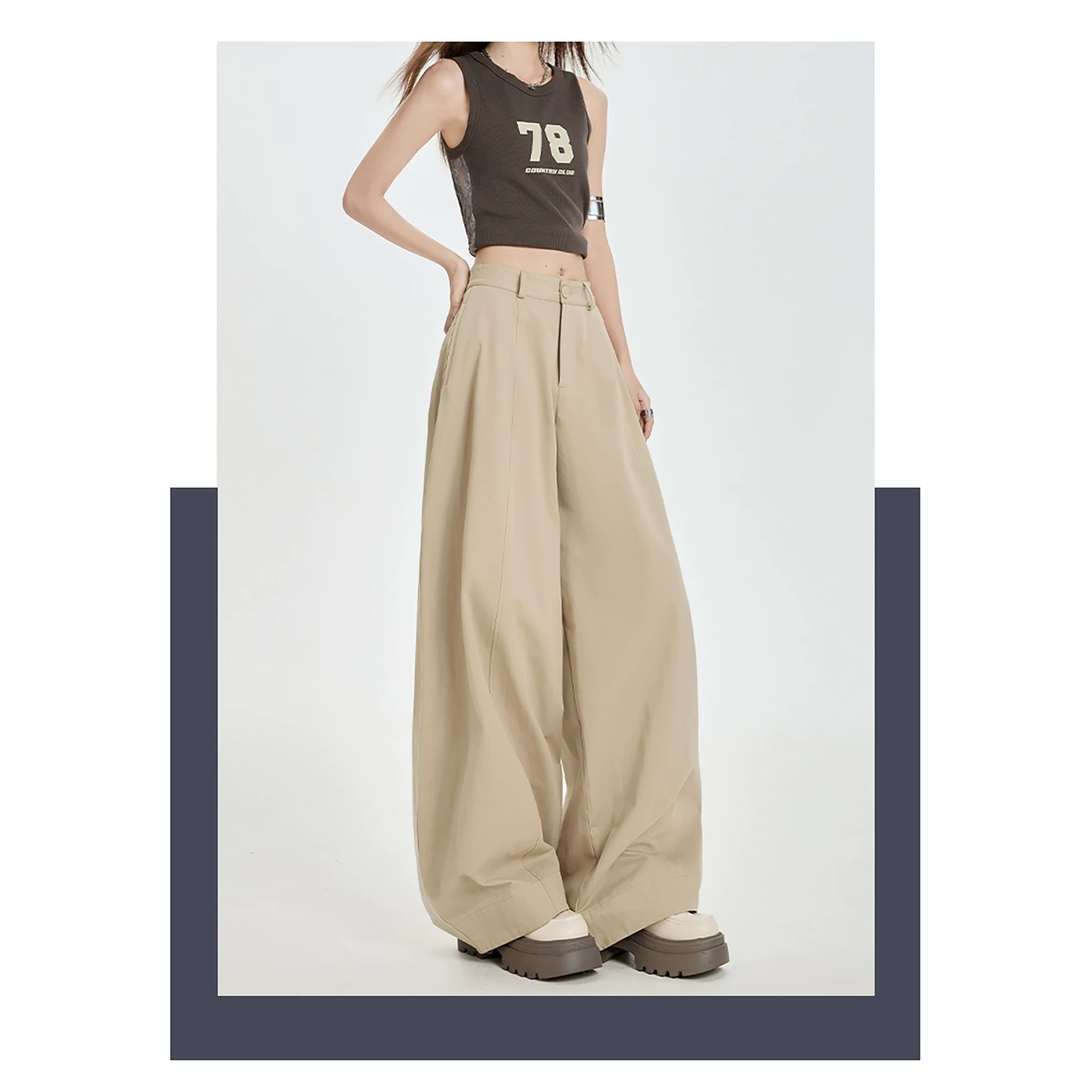 ”长腿神器“ 宽松垂坠感bf慵懒休闲阔腿裤