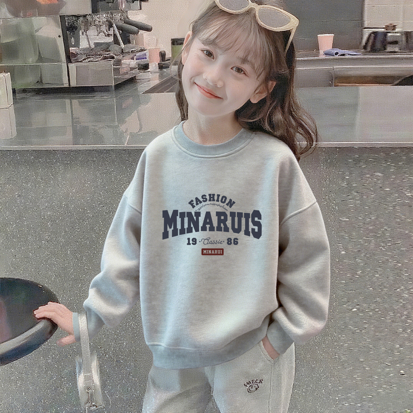 女童加绒加厚卫衣秋冬装洋气时髦中大儿童休闲宽松百搭超好看上衣