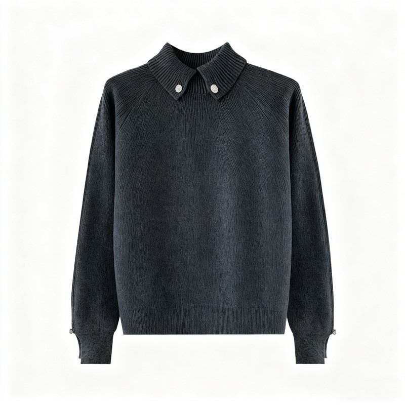 高级感翻领毛衣针织衫女2025新款爆款秋冬时尚洋气百搭毛衣