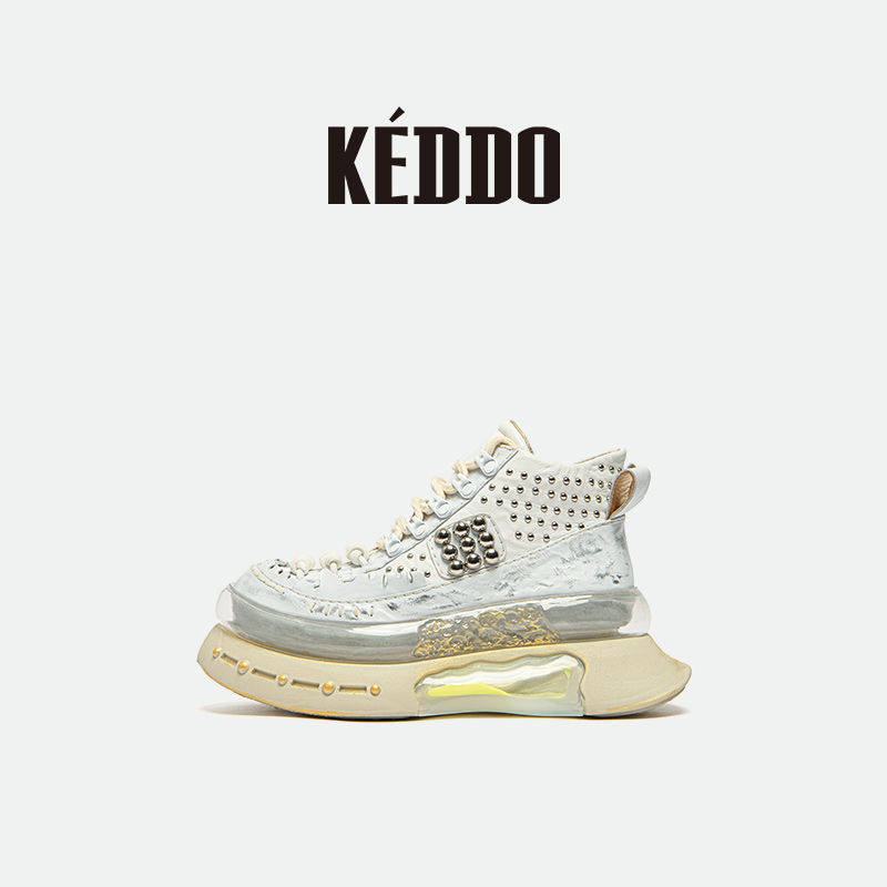 KEDDO“宝藏女孩”厚底铆钉朋克风老爹鞋时尚街头风增高百搭女鞋