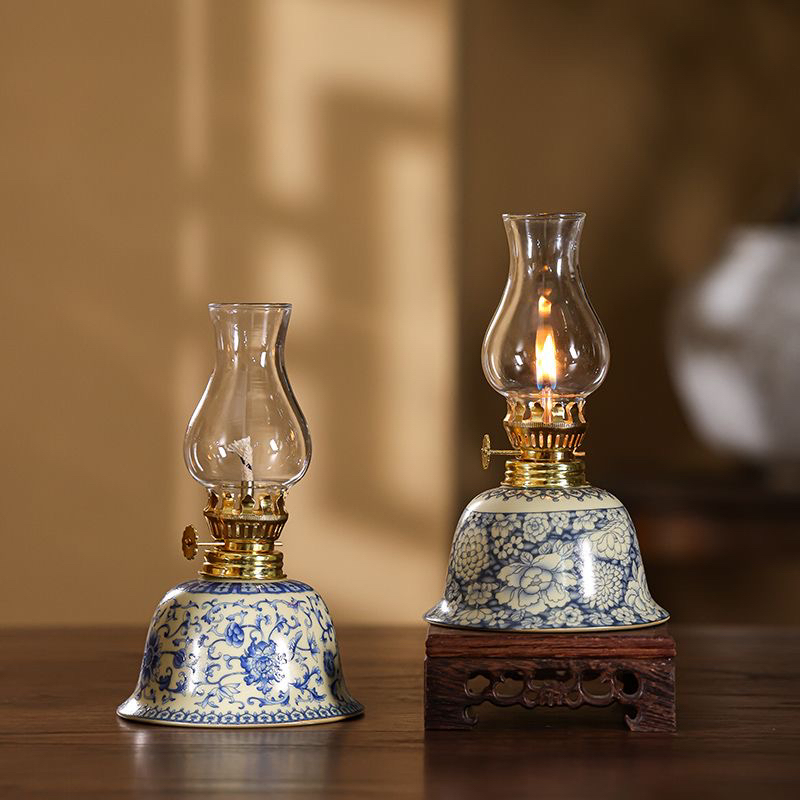 汝窑花卉复古酥油灯家用供佛灯茶室内高级感氛围灯户外露营灯灯盏