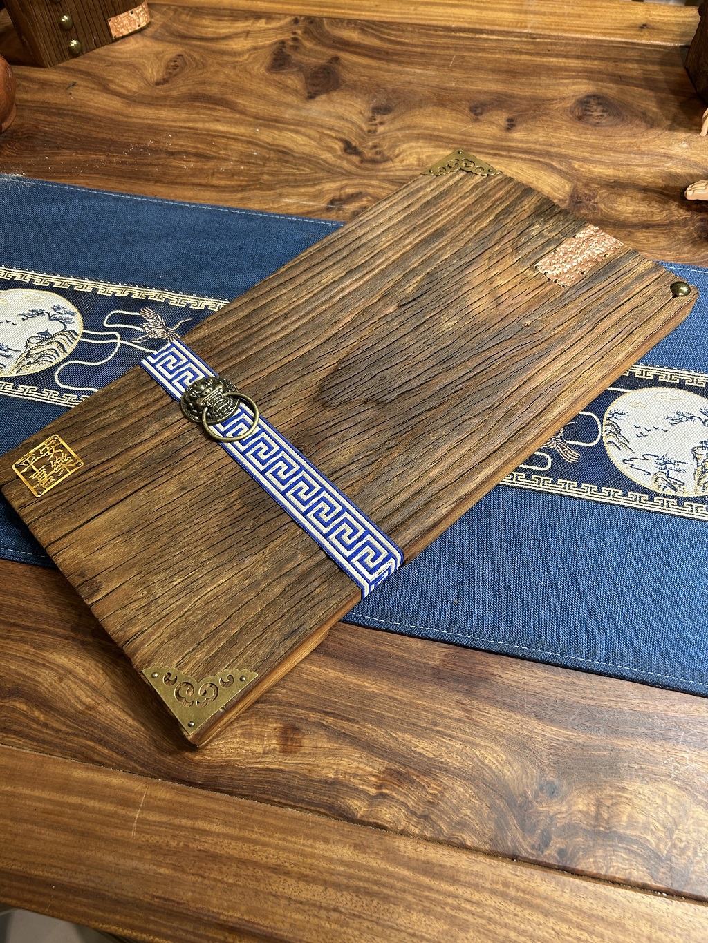 老榆木茶盘干泡台家用托盘隔热纯手工侘寂风泡茶盘禅意复古风