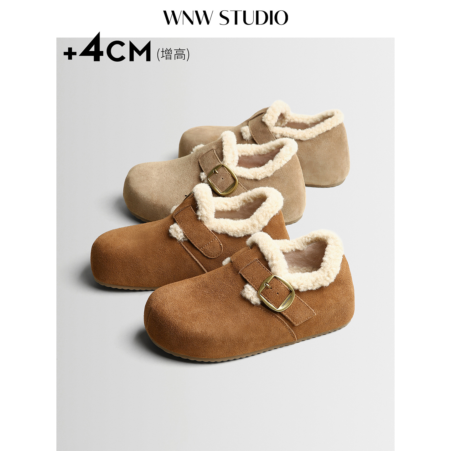 唯女王真皮保暖勃肯鞋厚底棉鞋女2025新款冬季博肯女鞋加绒雪地靴