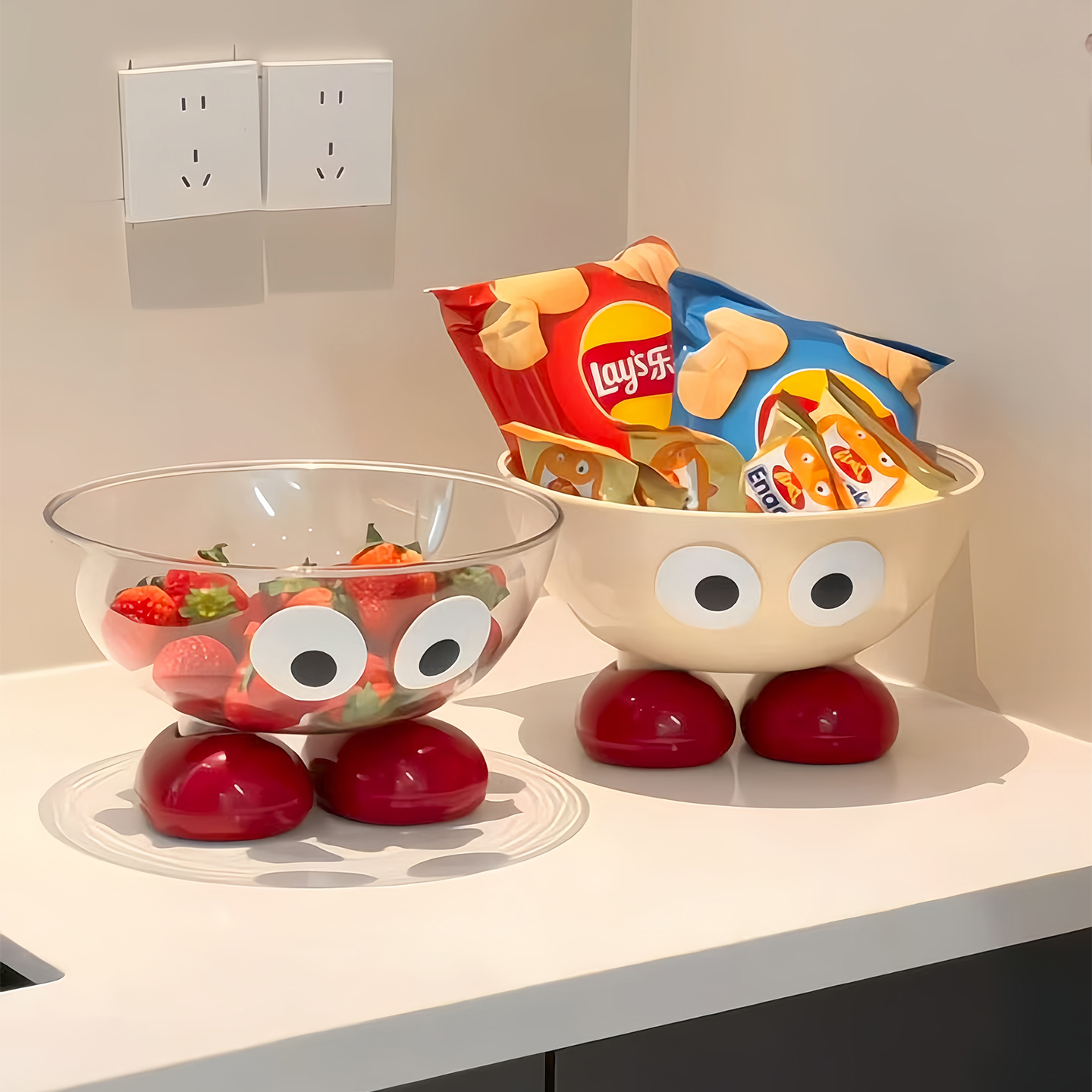 大眼高脚果盘过年客厅茶几家用水果零食坚果摆放盘高颜值2025新款