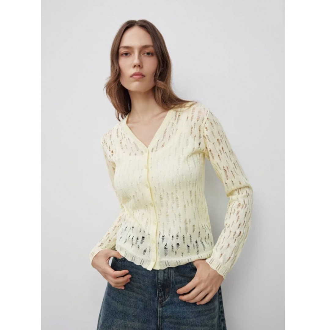 【MonTendre】夏季新款 M 优雅气质百搭通勤修身镂空时尚针织开衫