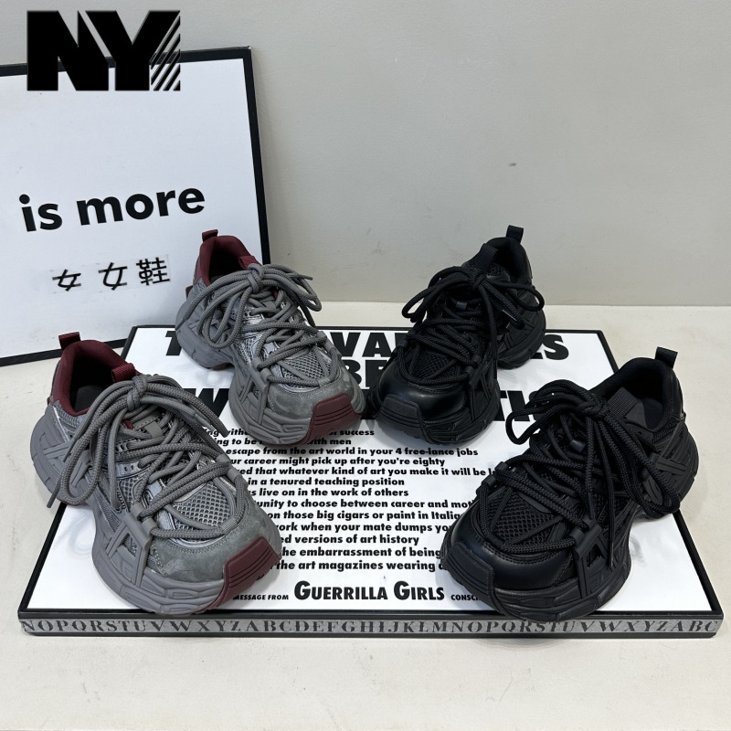 NY欧洲站厚底增高老爹鞋女2025年秋冬新款百搭休闲鞋显脚小运动鞋