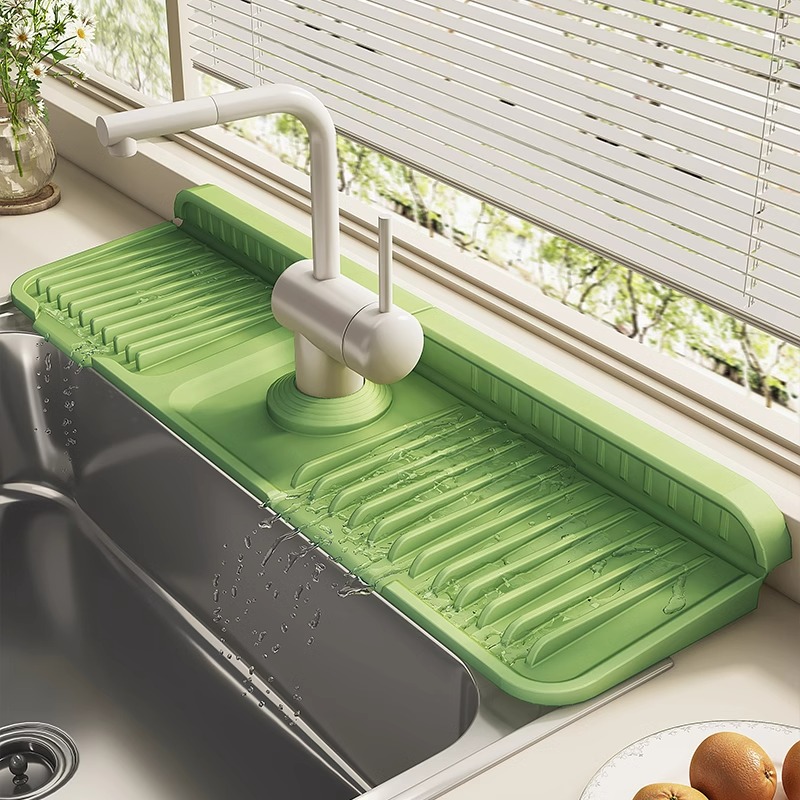 家用水龙头沥水垫硅胶防溅斜坡厨房台面水槽池挡接水洗手台吸水垫