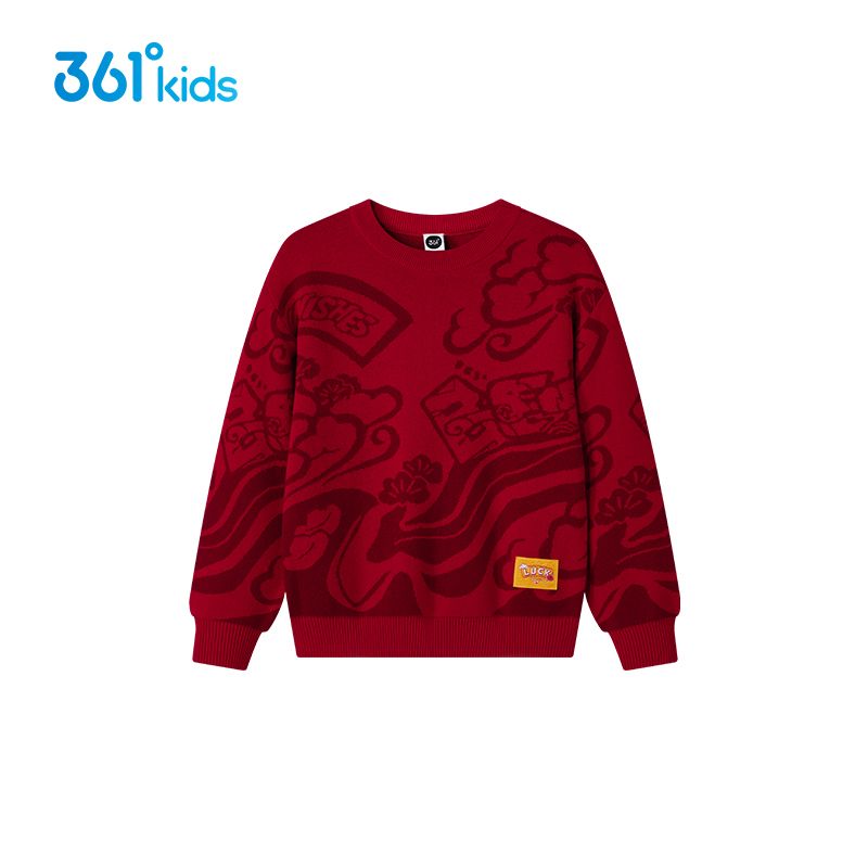 【新年装】361°童装男女童圆领毛衣仿毛衫2025年春季新款中大童