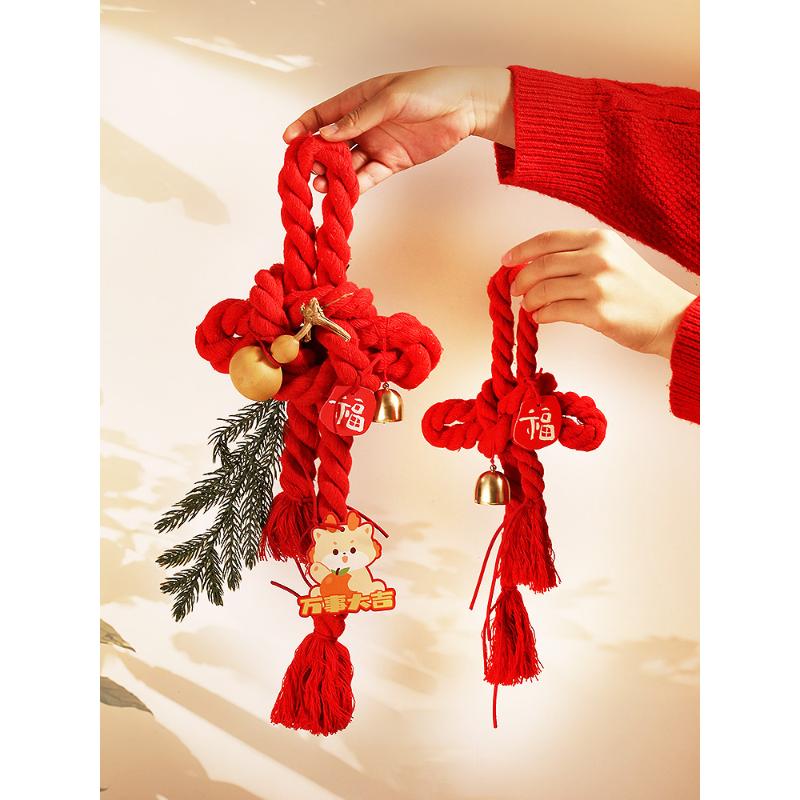 2025年新年中国结挂件春节祝福人物装饰新家进入蛇年万字结挂件喜