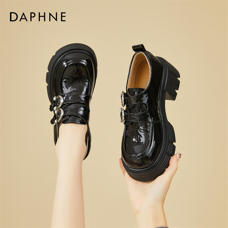 达芙妮厚底乐福鞋女秋季2025新款英伦风小皮鞋女鞋黑色单鞋jk鞋子