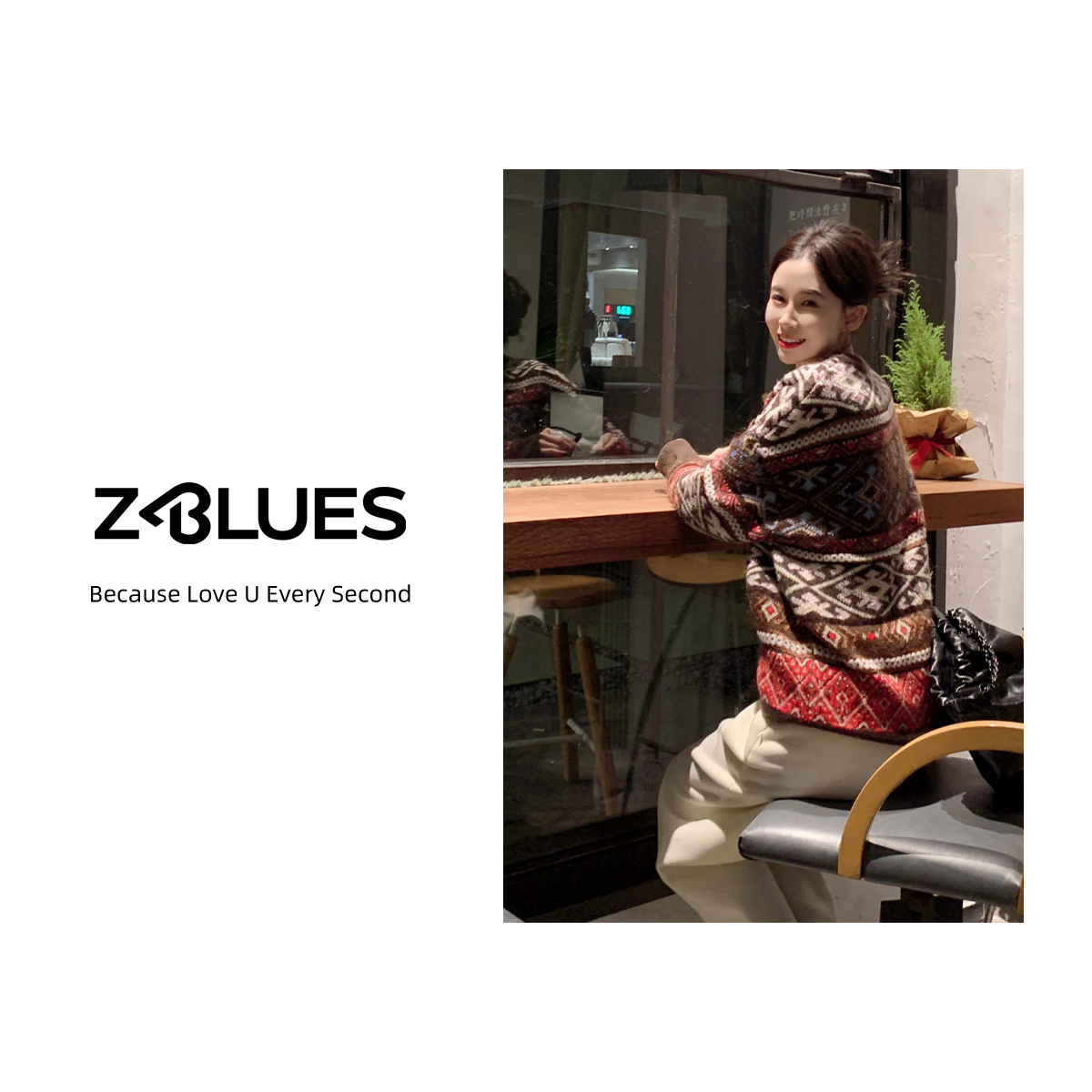 Z.blues【雪落圣诞】秋冬复古费尔岛提花针织毛衣YZRCFS0877