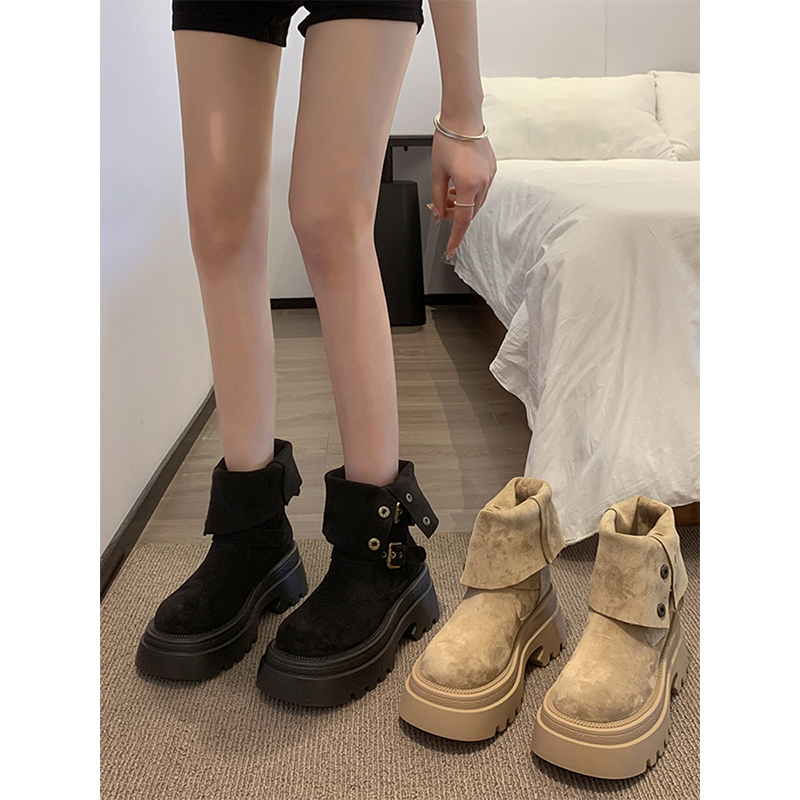 靴子女短靴2025新款秋季潮流复古小个子显瘦厚底增高美拉德马丁靴