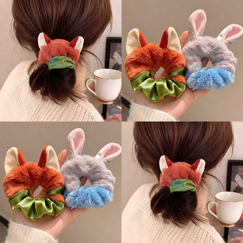 卡通疯狂动物城朱迪尼克毛绒发圈头绳皮筋束发带发饰品可爱发绳