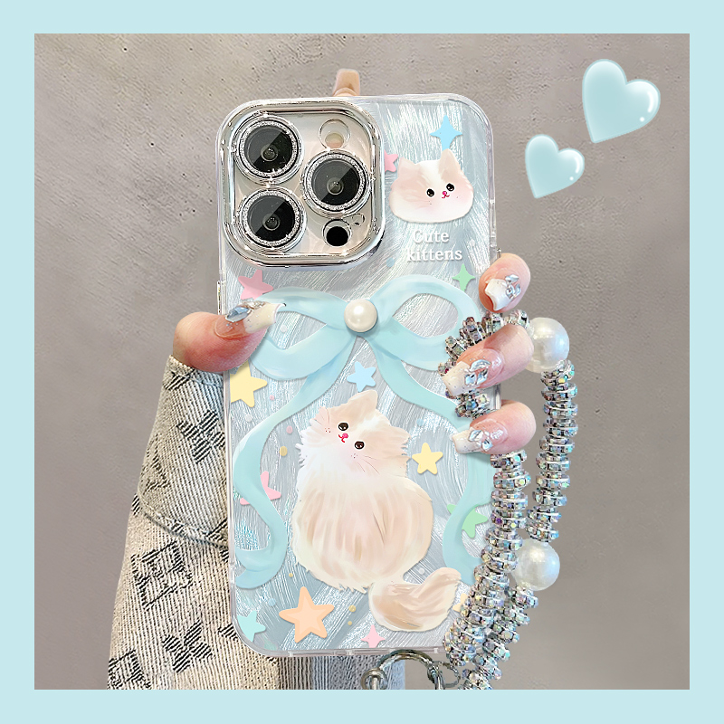 仙气小猫咪适用苹果15华为vivo/oppo小米iPhone16精孔羽纱手机壳