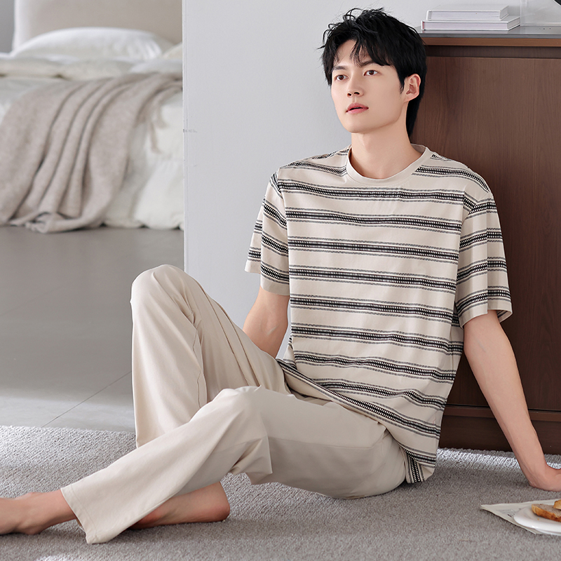 【凉感爽棉】睡衣男纯棉套装凉感圆领短袖长裤男士家居服中年男生