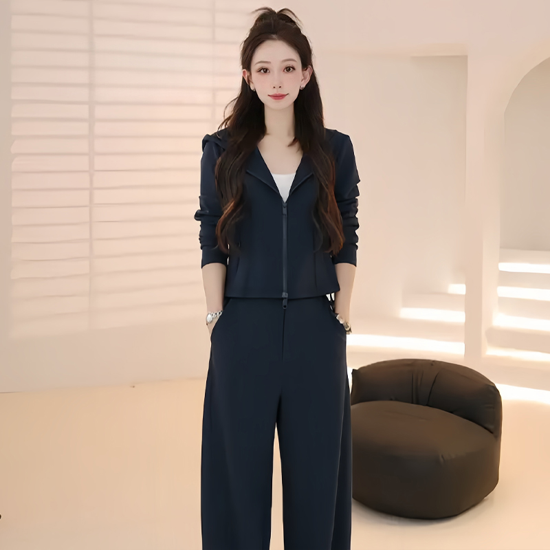高含棉韩版休闲运动套装女2025年春秋新款显瘦连帽卫衣长裤两件套