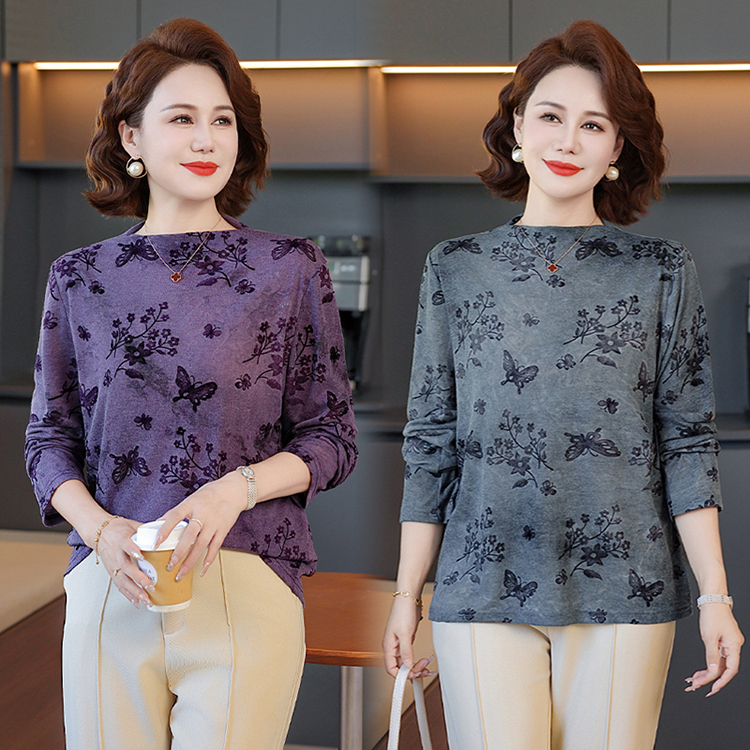 加大码胖人遮肚子上衣加肥180斤T恤中老年秋季妈妈女装宽松打底衫
