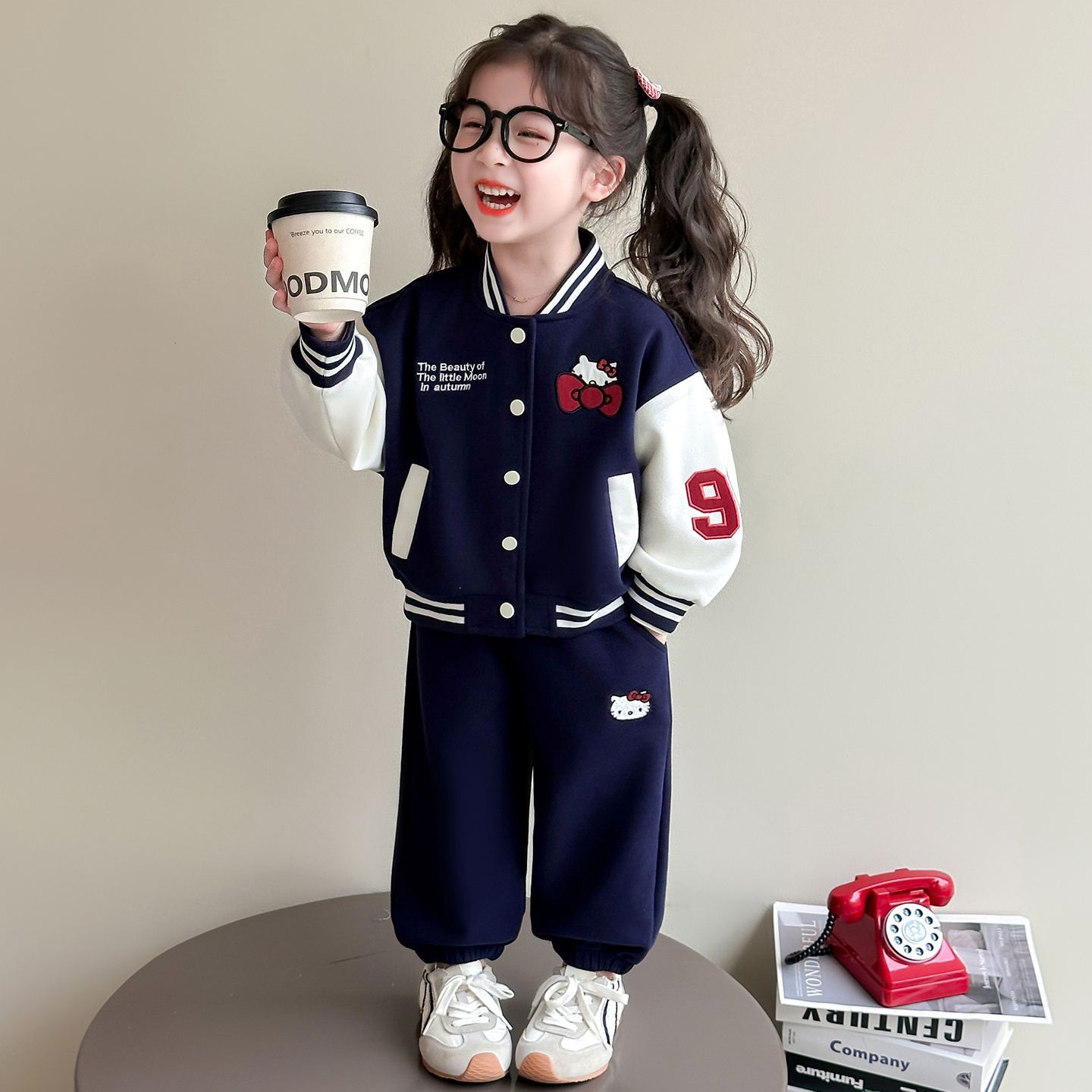 女童卡通棒球服套装洋气儿童春秋季新款女宝宝休闲两件套小女孩潮
