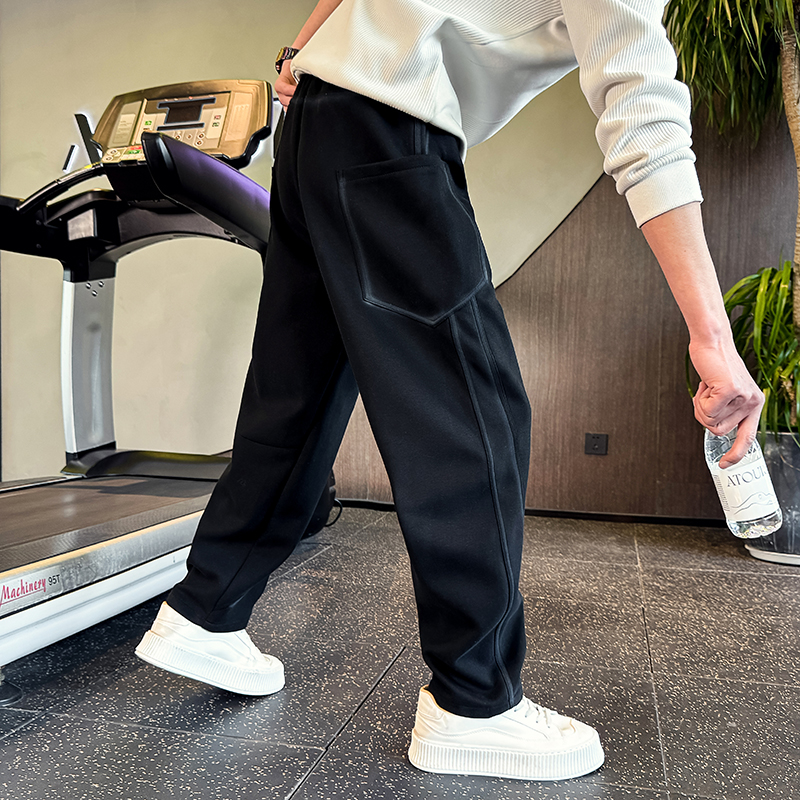 男士卫裤秋冬季裤子男款爆款2025新款男生休闲长裤宽松直筒弯刀裤