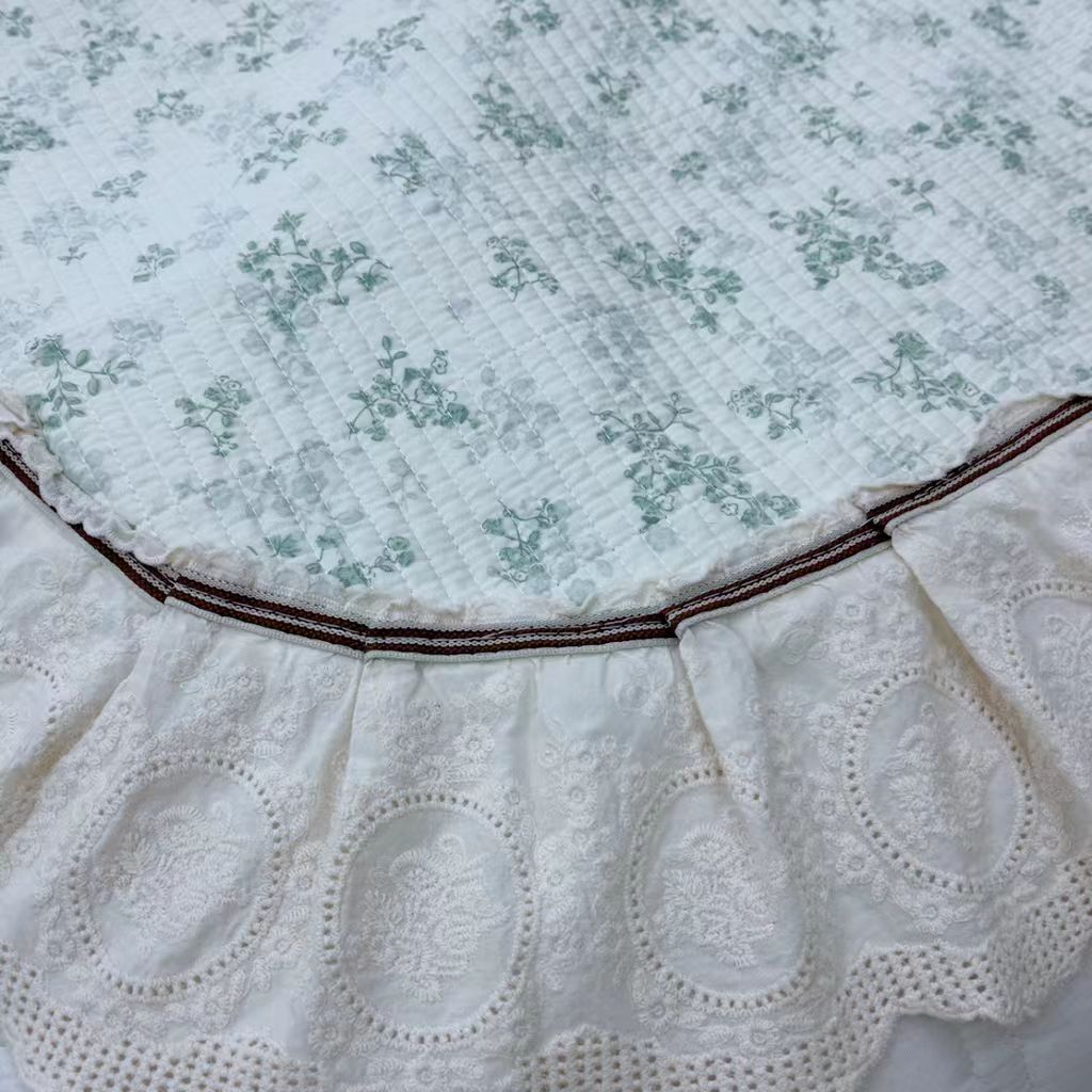 大花边床盖全棉大尺寸棉花芯防滑四季使用加厚绗缝