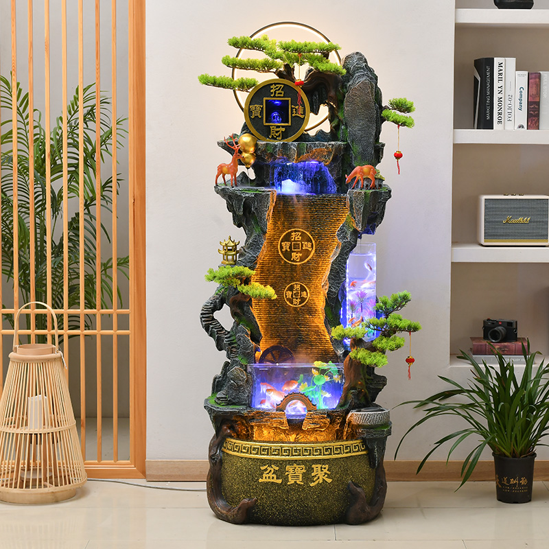 流水摆件循环水假山鱼缸造景客厅电视柜旁装饰品办公室落地水景观
