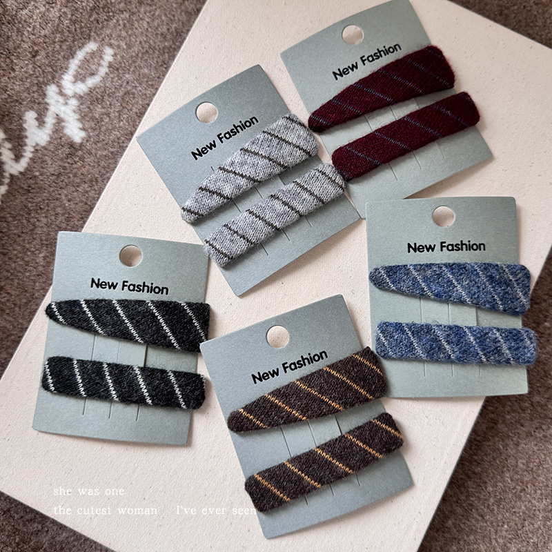 韩版秋冬撞色斜纹发夹边夹侧边对夹2025新款高端刘海夹女发卡夹子