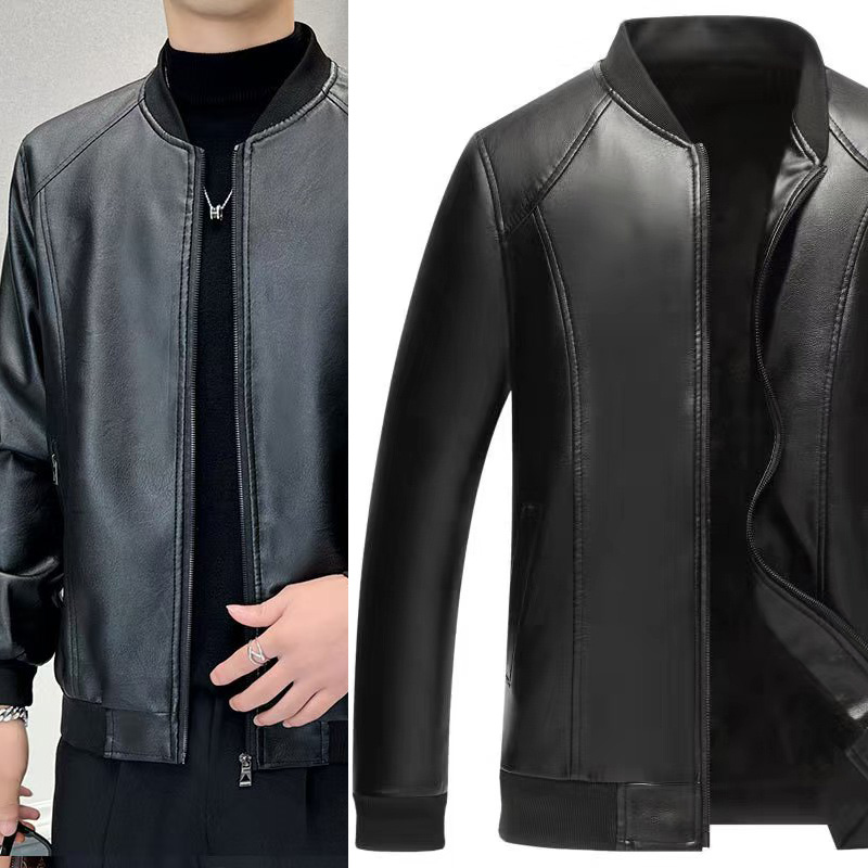 新款男士立领皮衣外套 买一外套