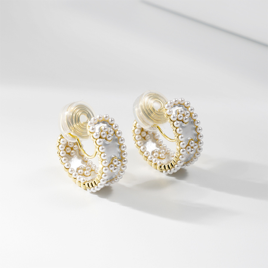 日常通勤蚊香盘珍珠耳环女高级感轻奢耳圈耳夹女无耳洞耳饰品小众