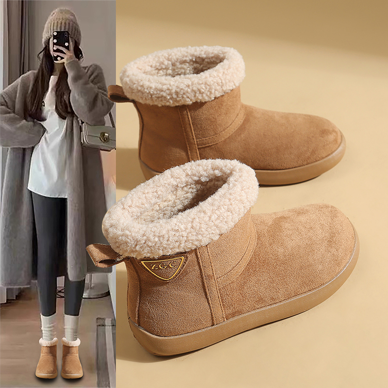 2025秋冬季新款百搭雪地靴女款加绒加厚时尚棉鞋软底时尚休闲短靴