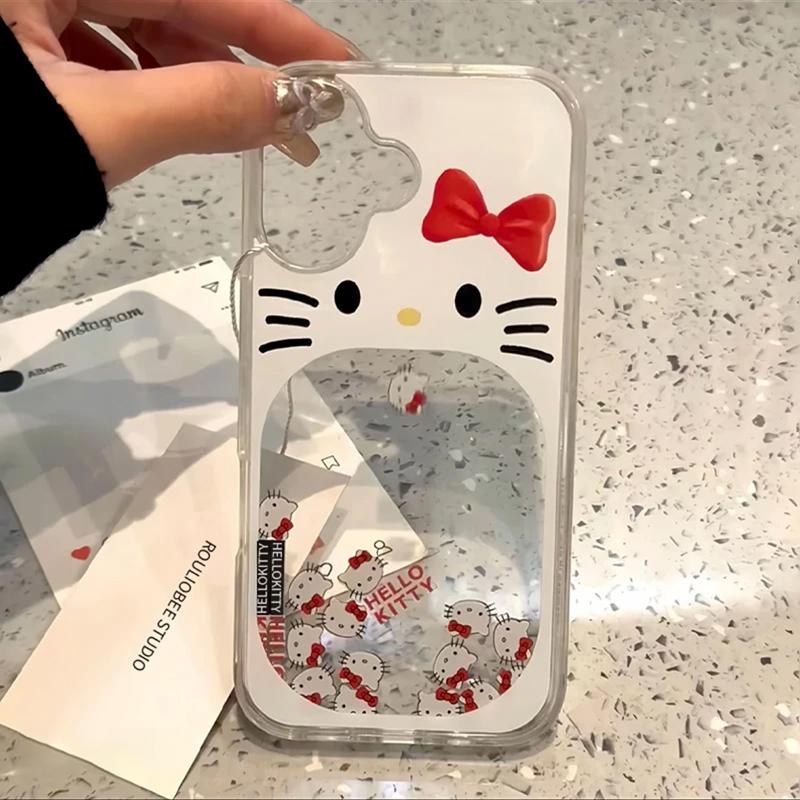 奥菲顿可爱滑片KT猫流沙适用苹果16/15手机壳iPhone13华为pura70