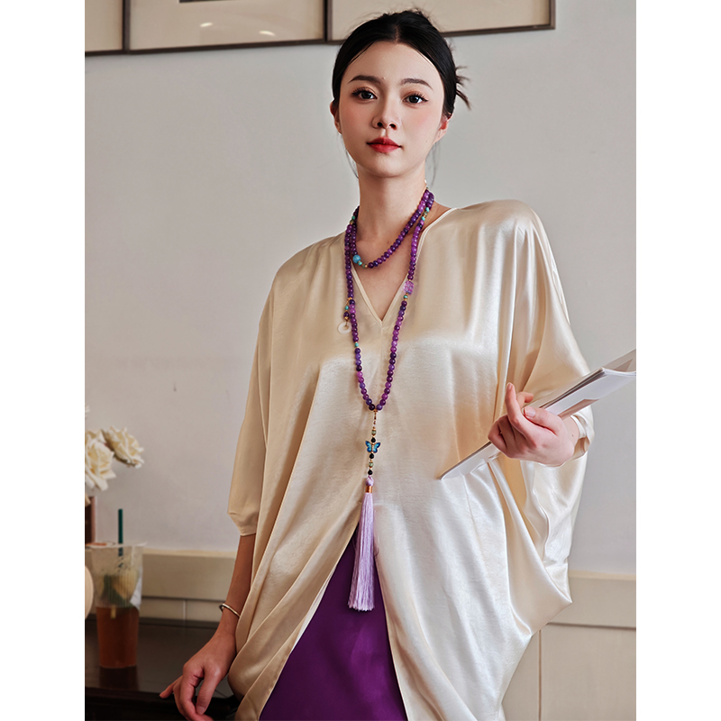 薄款夏季燕尾剪慵懒风格上衣时尚个性衬衫女醋酸法式轻奢外套气质