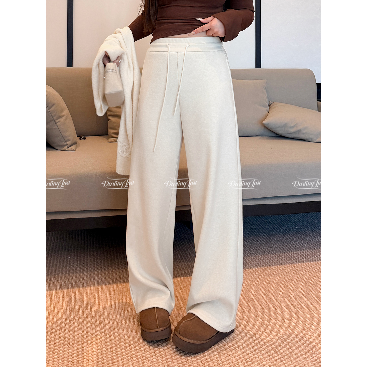 DarlingJust小野墩墩[460g过冬裤]加绒糯感直筒阔腿秋冬拖地裤