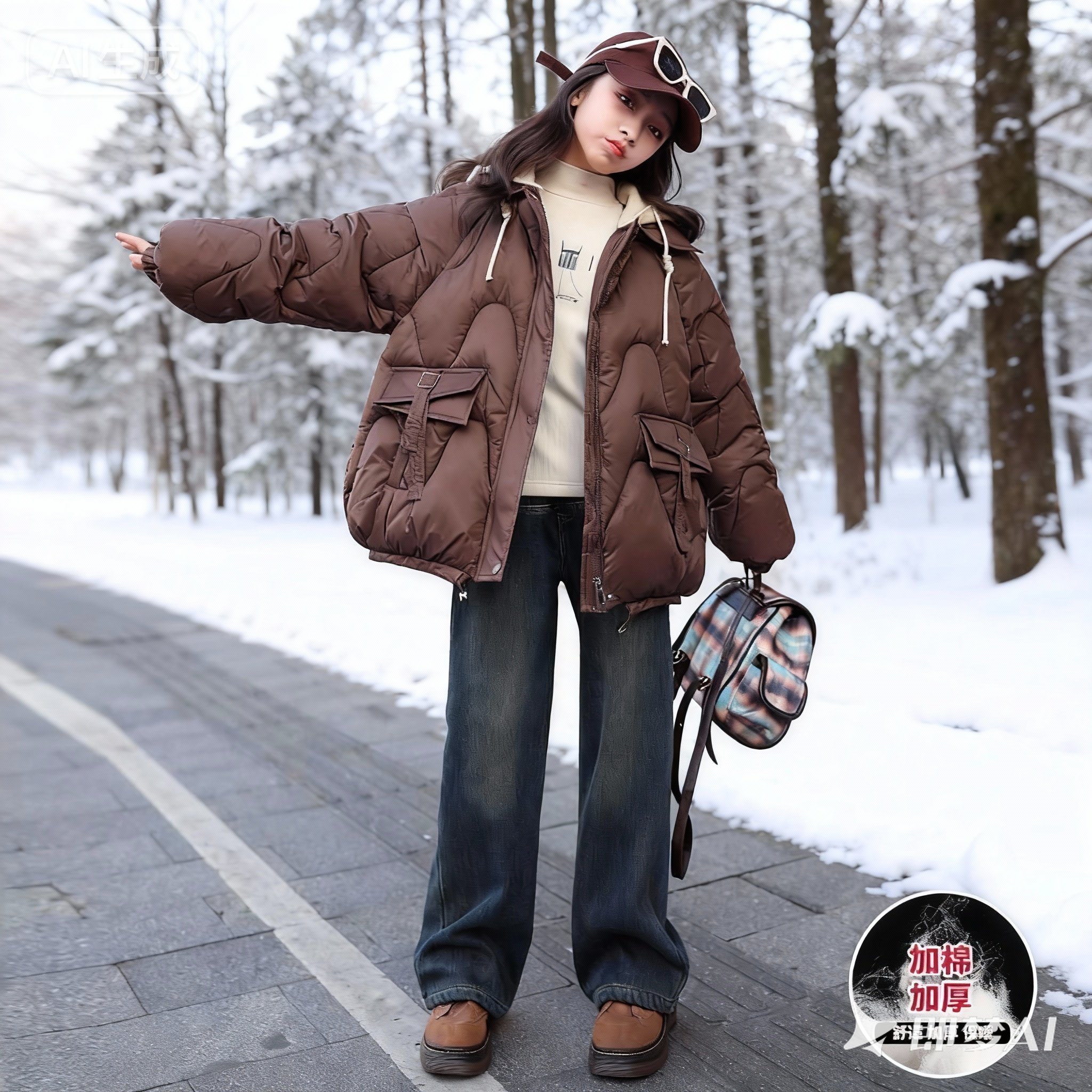 女童棉衣冬装2025新款洋气中大儿童连帽棉服加厚冬季女孩保暖外套