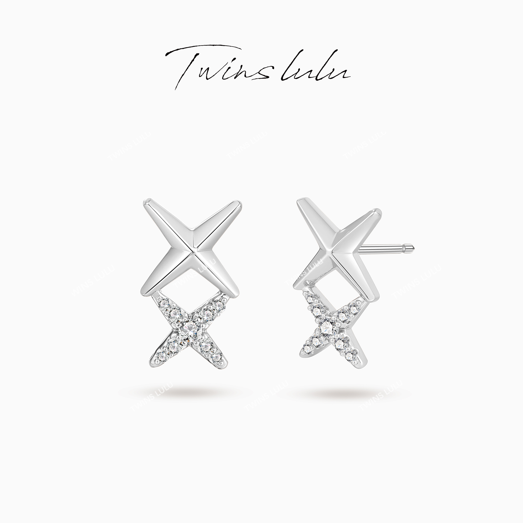 TWINS LULU流光风 秋上新新品小众首饰双交叉耳环女款TSL2982